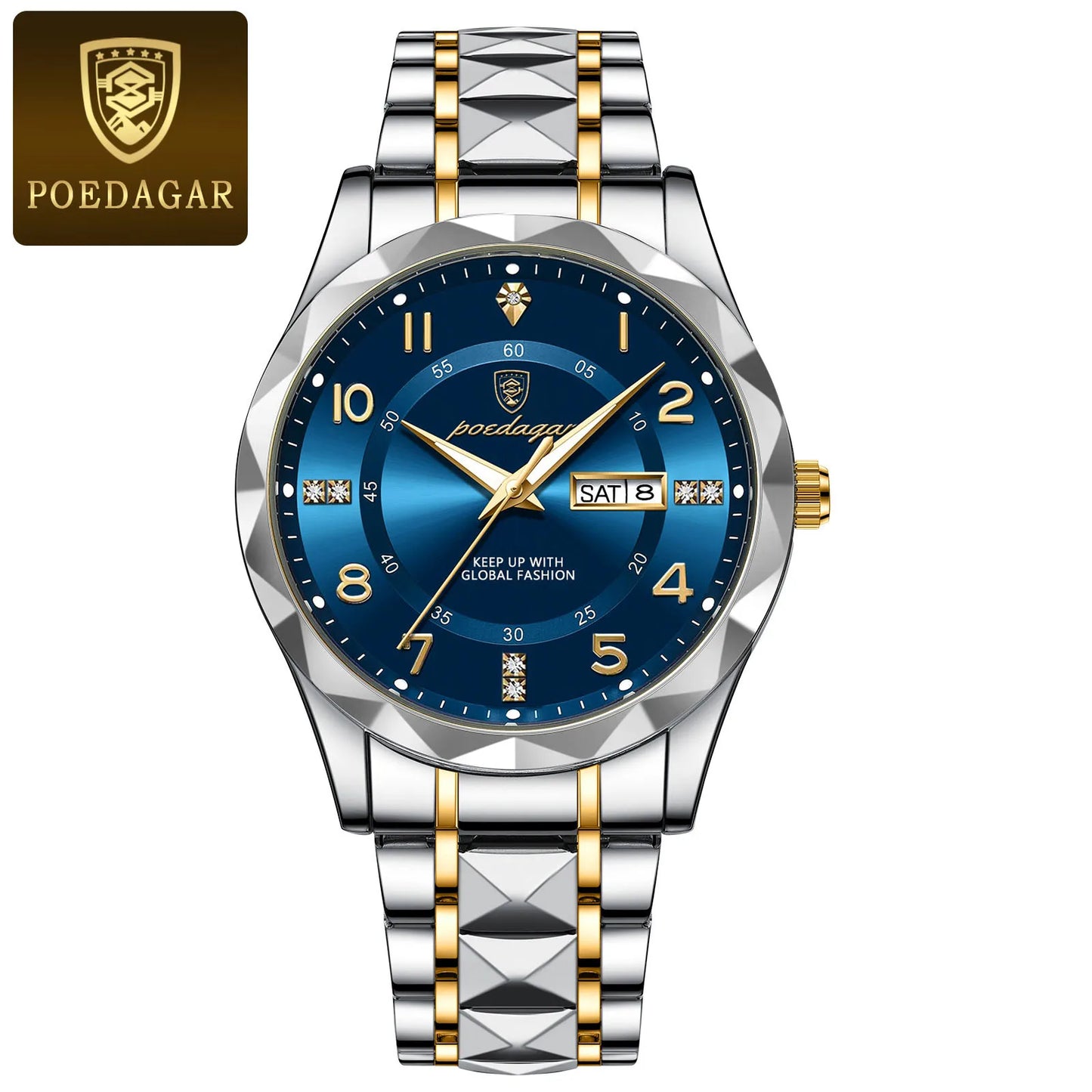POEDAGAR Luxury Man Wristwatch Waterproof Luminous Date Week Men Watch Sport Stainless Steel Quartz Men's Watches Male reloj+box