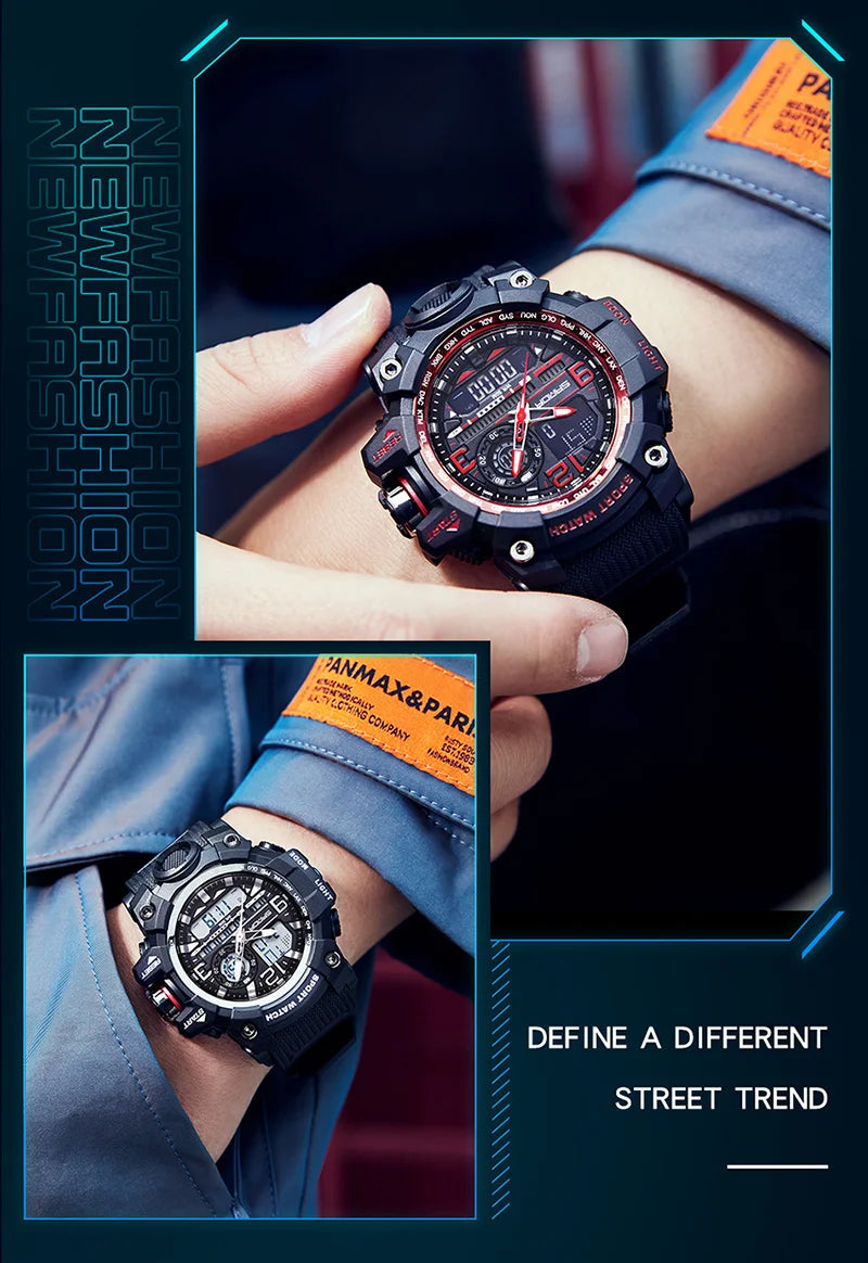 SANDA 3133 2022 G Style New Men's Watches 50M Waterproof Shock Sports Military Quartz Watch For Male Digital Wristwatch Clock