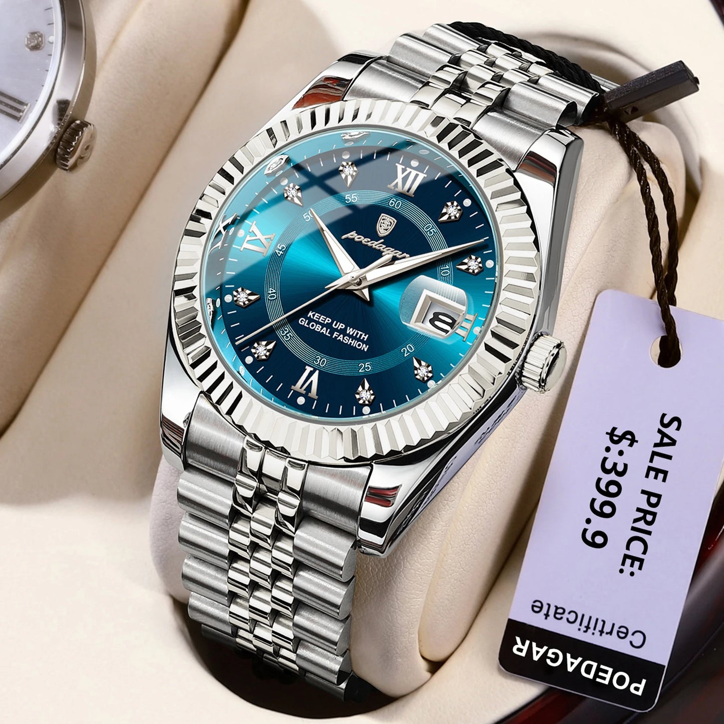 POEDAGAR Classic Men's Watches Luxury Fashion Threaded Bezel Watch for Man Luminous Date Waterproof Original Quartz Wristwatch