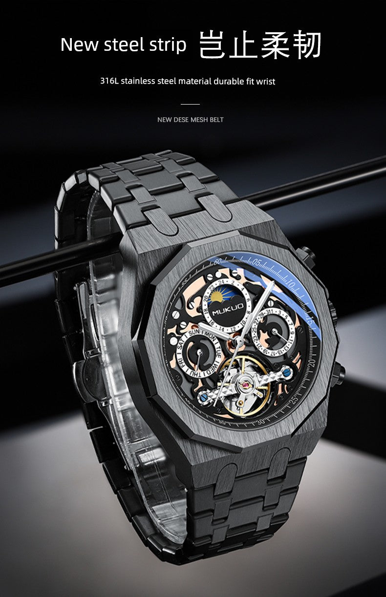 Hollow Personality Black Horse German Automatic Mechanical Watch