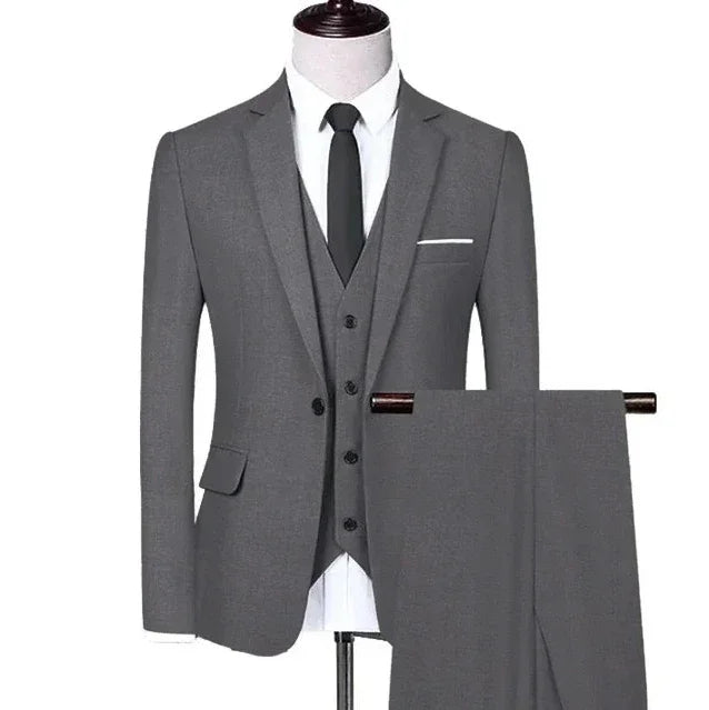 Men Suit Blazers For Wedding 3 Pieces 2 Sets Elegant Luxury Business Vest Pants Coats 2024 Formal Jackets Korean