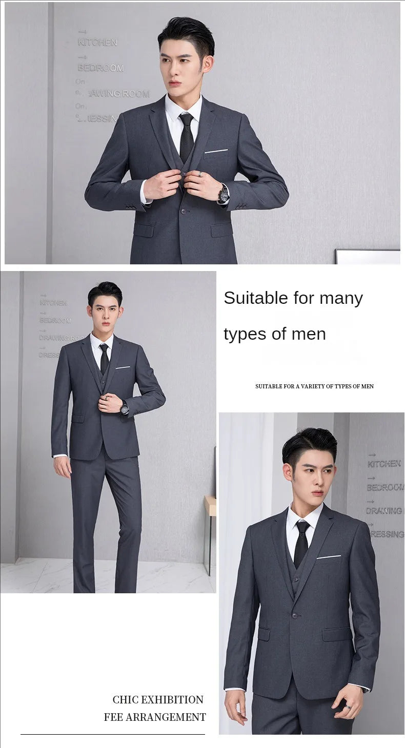 Suit For Men Wedding 3 Pieces 2 Sets Blazers Elegant High Quality Jackets Vest Pants Luxury Coats 2024 Formal Classic Clothing