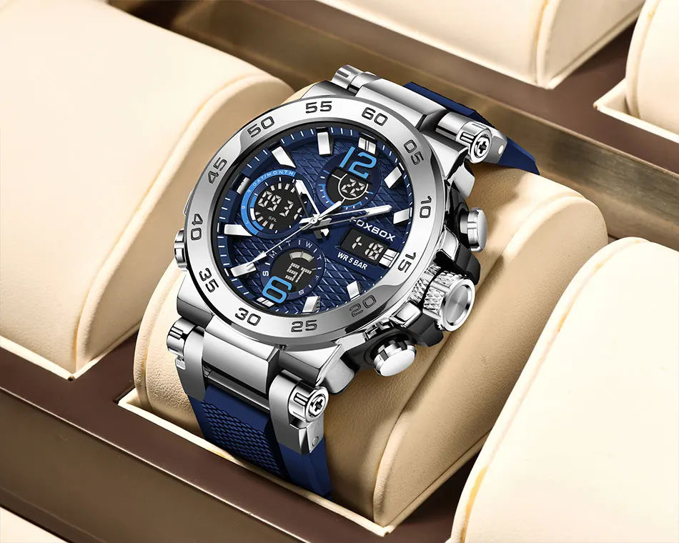 LIGE Luxury Mens Watch Fashion Man Quartz Wristwatch LED Display Luminous Waterproof Watches For Men Calendar Sport Male Clock