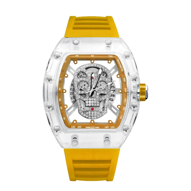 UTHAI New Men's Watch Fashion Trend Non Mechanical Watch Waterproof Luminous Skull Wine Bucket Quartz Watch Men's Gift V0020