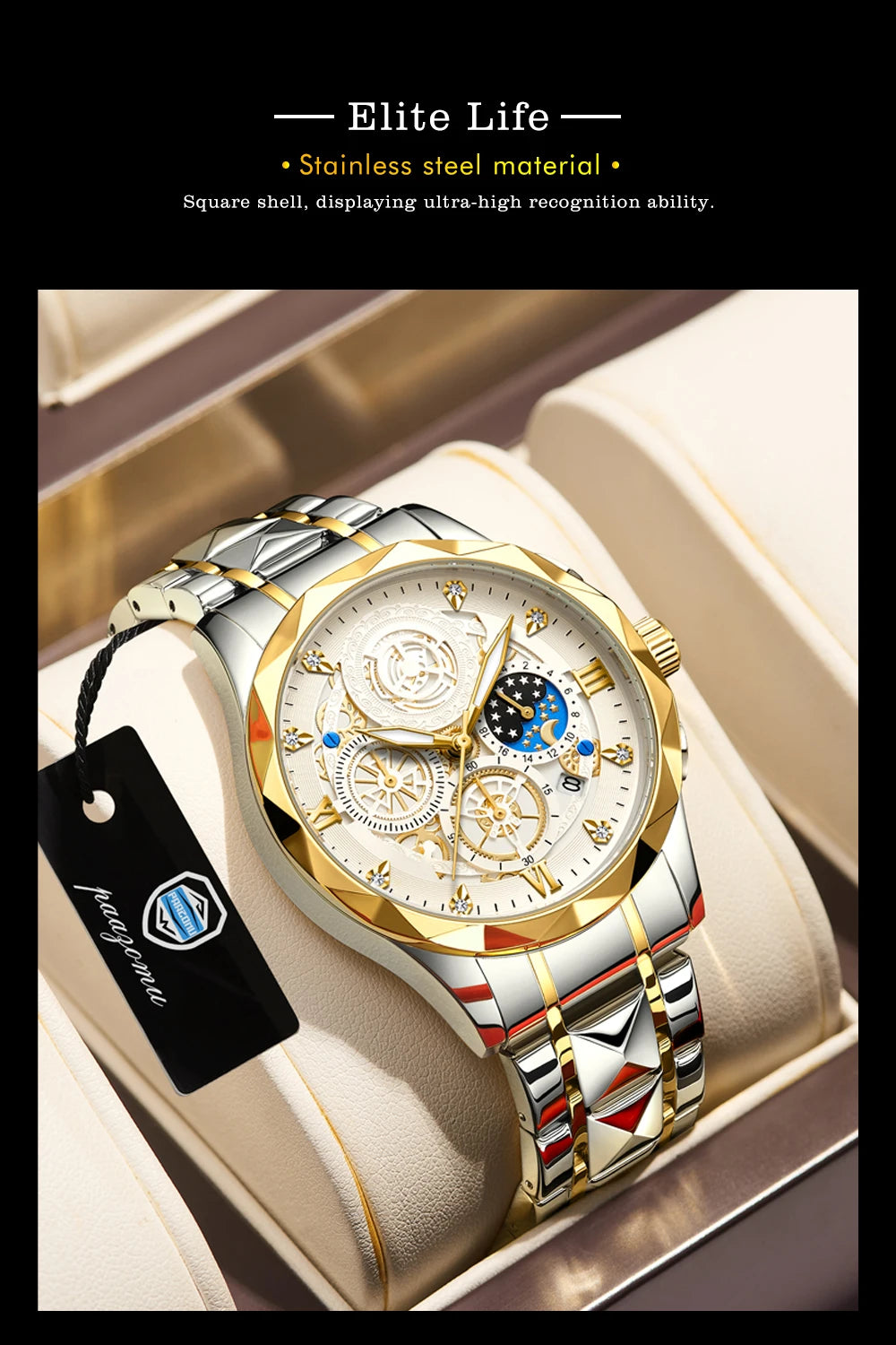 PENGAGAR Men Watch Fashion Quartz Watch Mens Top Brand Luxury All Steel Business Waterproof Sport Watch Relogio Masculino+BOX