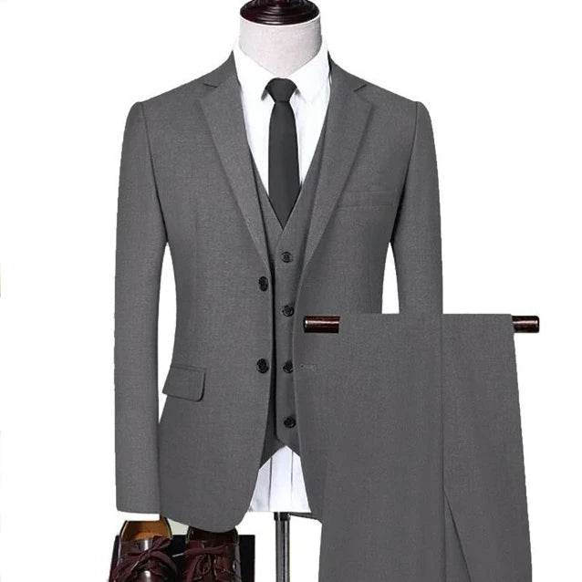 Men Suit Blazers For Wedding 3 Pieces 2 Sets Elegant Luxury Business Vest Pants Coats 2024 Formal Jackets Korean