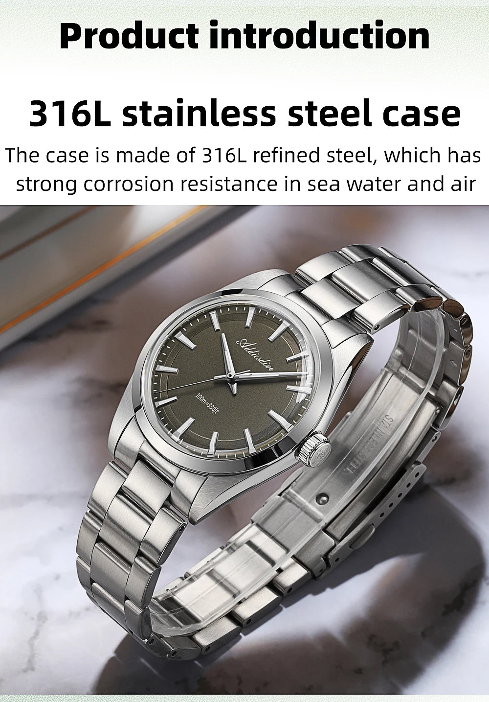 ADDIESDIVE 36mm AD2066 Men Watch BGW9 Luminou Bubble Mirror Glass 316L Stainless Steel Reloj Hombre 100m Waterproof Quartz Watch