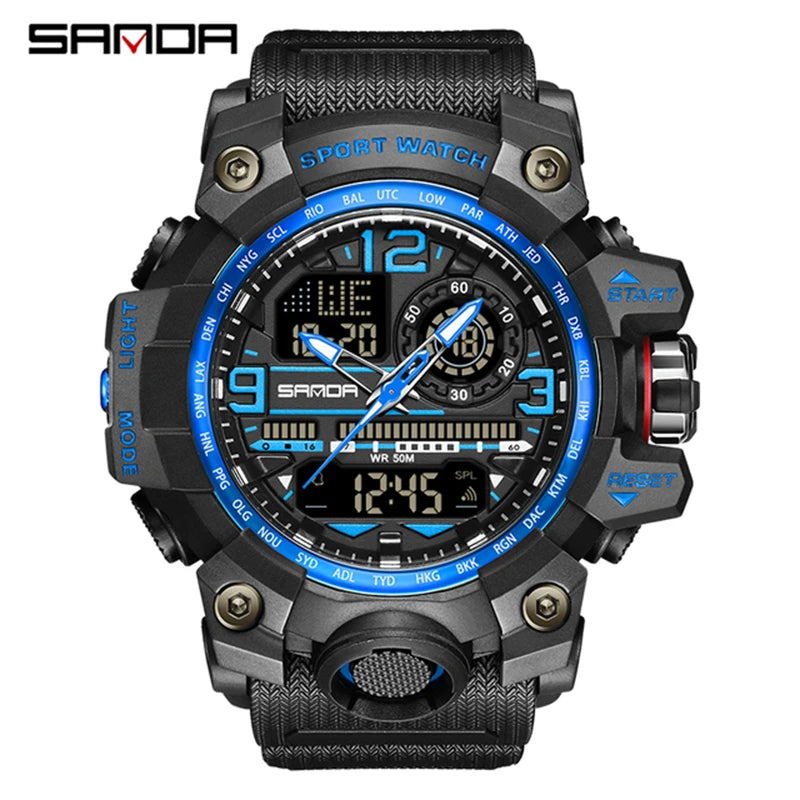 SANDA 3133 2022 G Style New Men's Watches 50M Waterproof Shock Sports Military Quartz Watch For Male Digital Wristwatch Clock