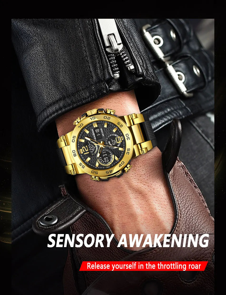 LIGE Luxury Mens Watch Fashion Man Quartz Wristwatch LED Display Luminous Waterproof Watches For Men Calendar Sport Male Clock