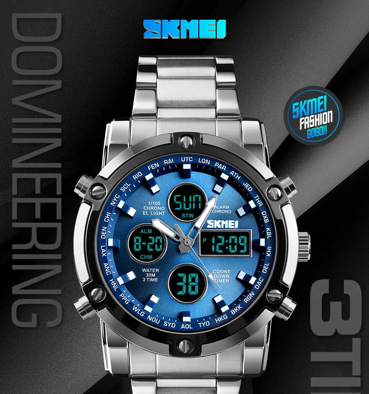 SKMEI 1389 Fashion Luxury Business Mens Watch Waterproof Sport Digital Men's Wristwatch Bracelet Clock Reloj Relogio Masculino