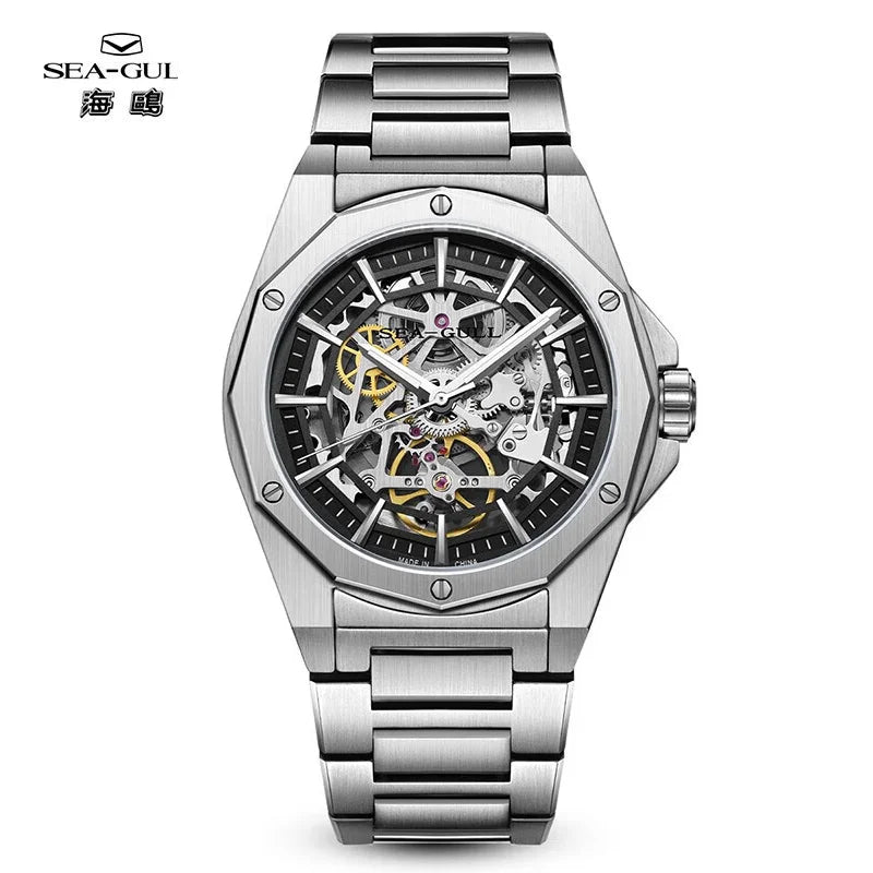 Seagull Casual Automatic Mechanical Watch Skeleton Hollow Men Wristwatches Luminous Military Watches Sapphire Montre Homme 6168k