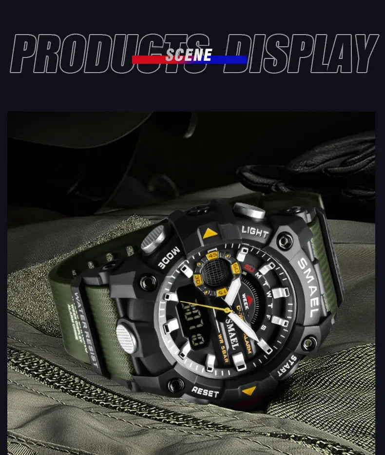 SMAEL 8040 50M Waterproof Wristwatch Stopwatch Alarm LED Light Digital Watches Men's Sports Watch Military Watches Men Watch