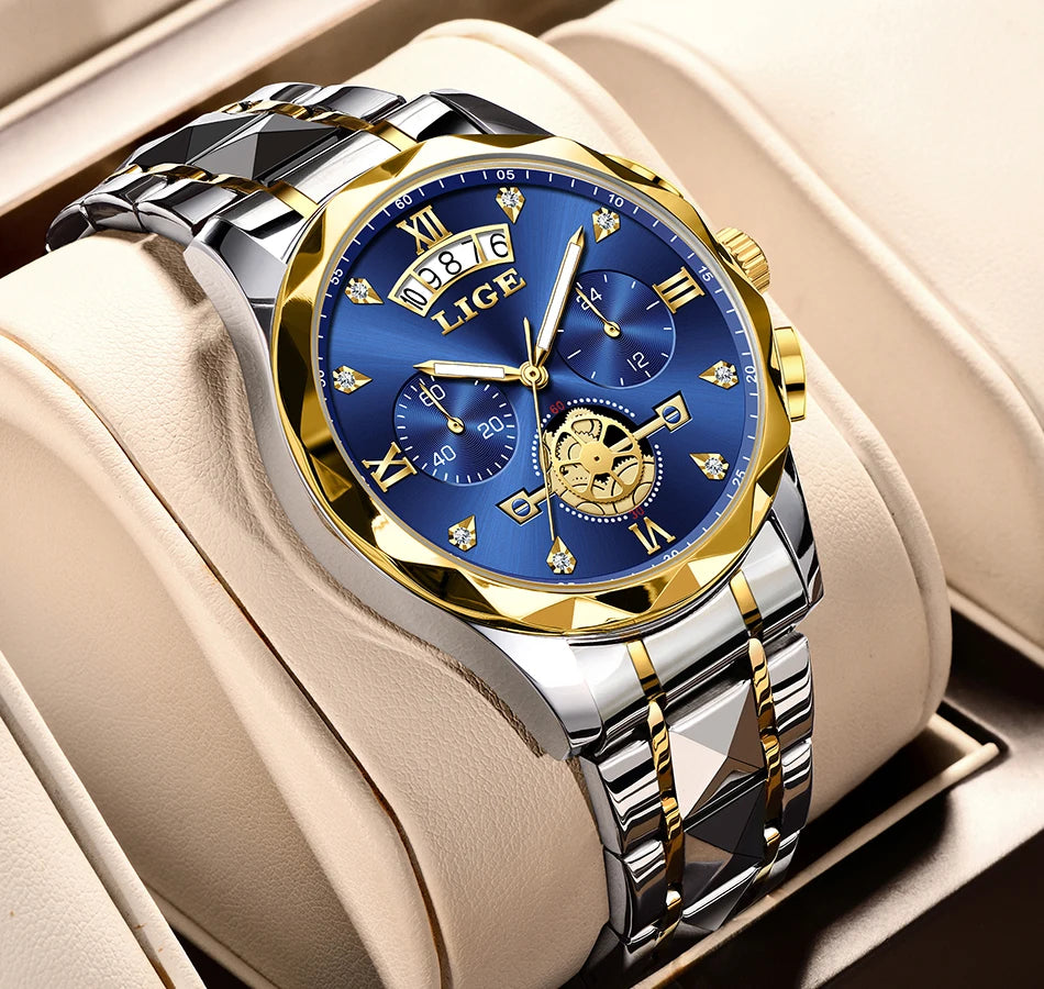 LIGE 2024 Fashion Mens Watch Luxury Business Waterproof Sports Quartz Wristwatches Luminous Date Casual Watches Men Reloj Hombre