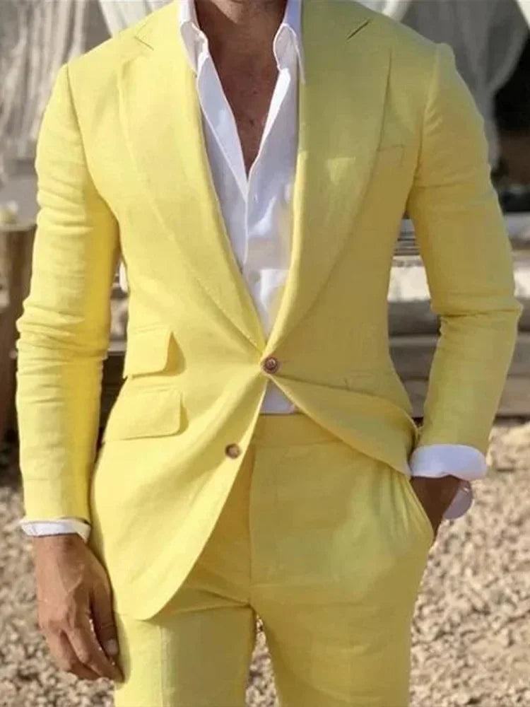Pink Mens Suits Slim Fit Wedding Suits for Men Formal Tuxedo Costume Homme Mariage Summer Beach Suit 2PCS(Jacket+Pants)