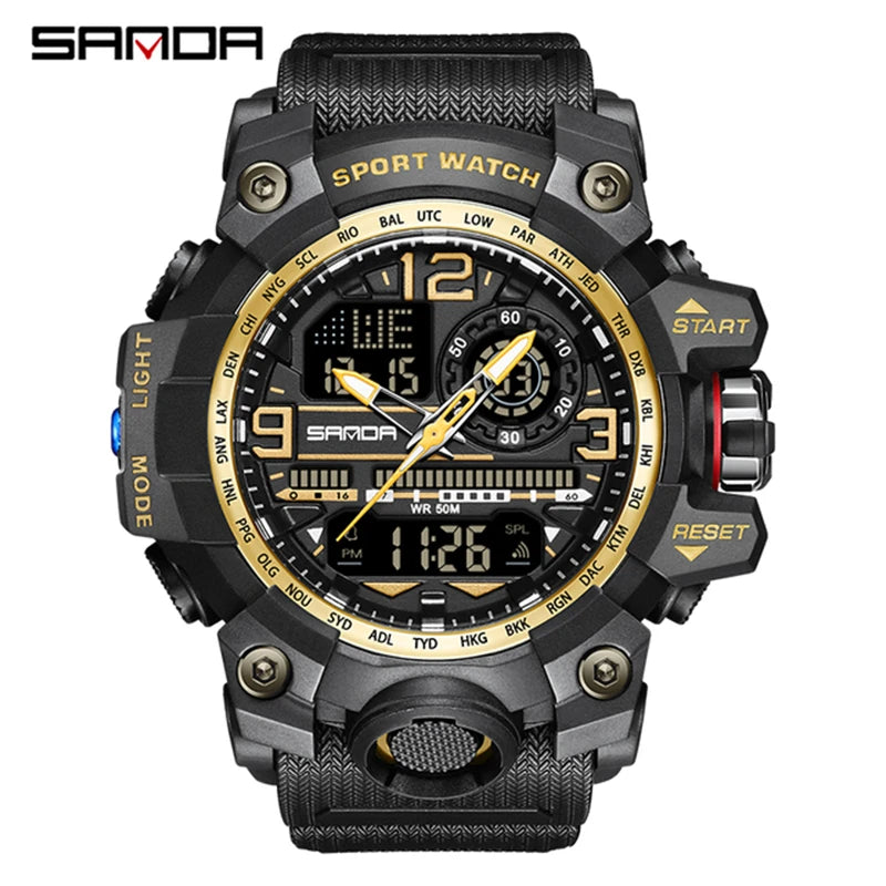 SANDA 3133 2022 G Style New Men's Watches 50M Waterproof Shock Sports Military Quartz Watch For Male Digital Wristwatch Clock
