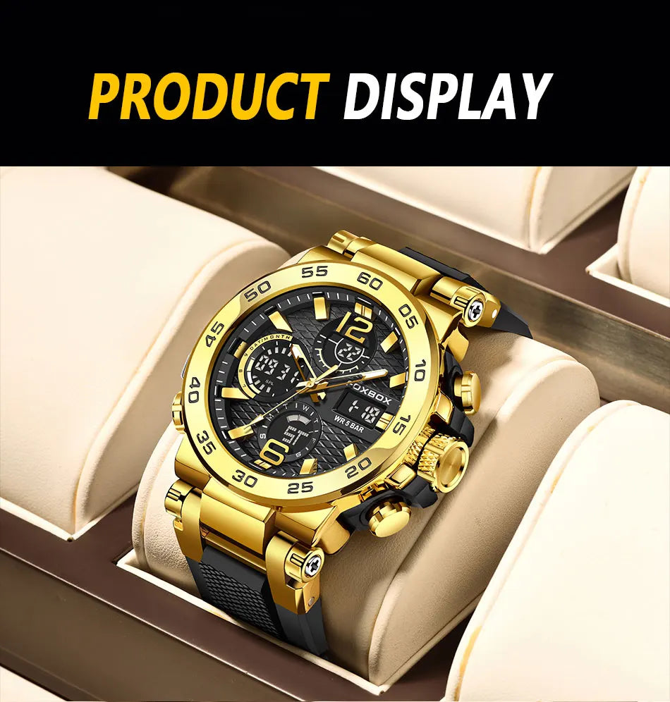 LIGE Luxury Mens Watch Fashion Man Quartz Wristwatch LED Display Luminous Waterproof Watches For Men Calendar Sport Male Clock