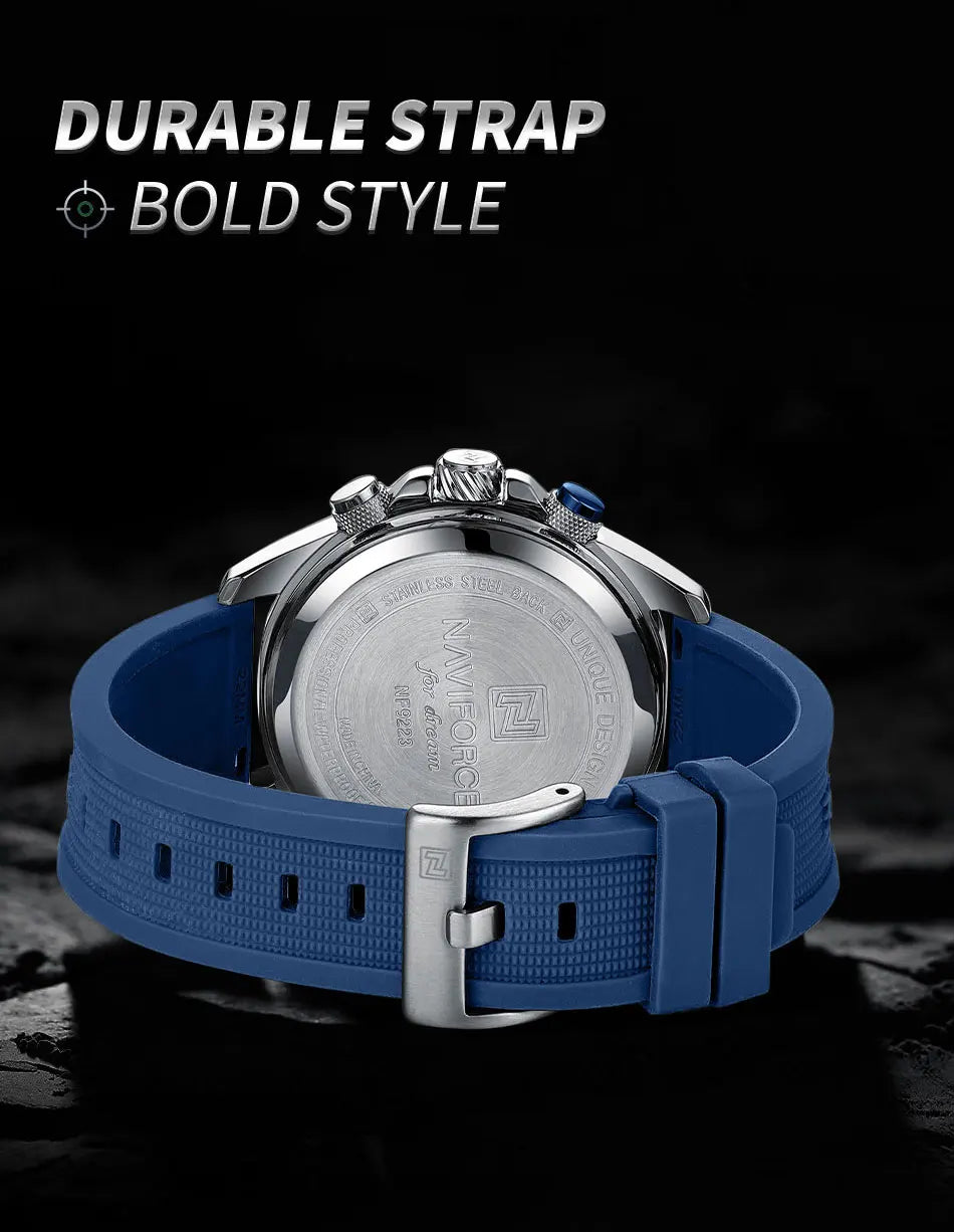 NAVIFORCE Military Sport Watches For Men Fashion Silicone Strap Waterproof Wrist watch Male Dual Display Luminous Alarm Clock