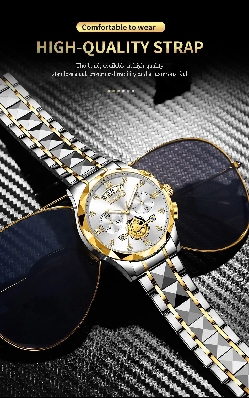 LIGE 2024 Fashion Mens Watch Luxury Business Waterproof Sports Quartz Wristwatches Luminous Date Casual Watches Men Reloj Hombre