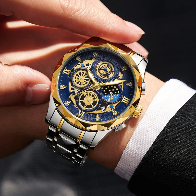 PENGAGAR Men Watch Fashion Quartz Watch Mens Top Brand Luxury All Steel Business Waterproof Sport Watch Relogio Masculino+BOX
