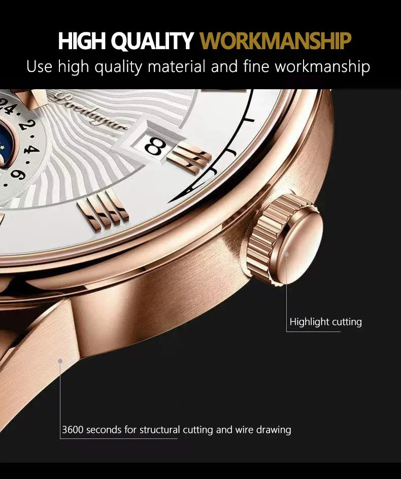 Mens Watch 2024 New Fashion Leather Waterproof Luminous Top Brand Luxury Mens Quartz Wristwatch Men Sport Casual Watches Reloj