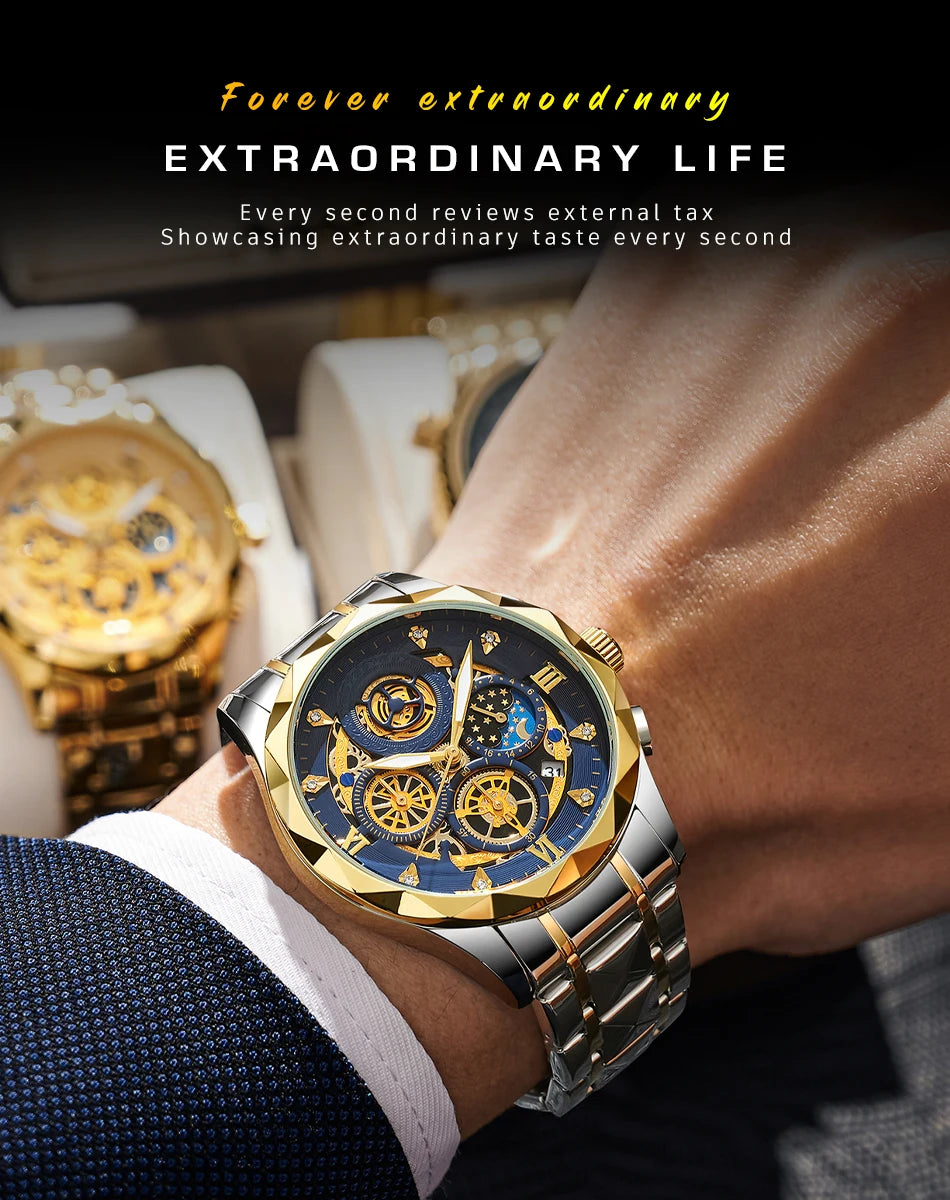 PENGAGAR Men Watch Fashion Quartz Watch Mens Top Brand Luxury All Steel Business Waterproof Sport Watch Relogio Masculino+BOX