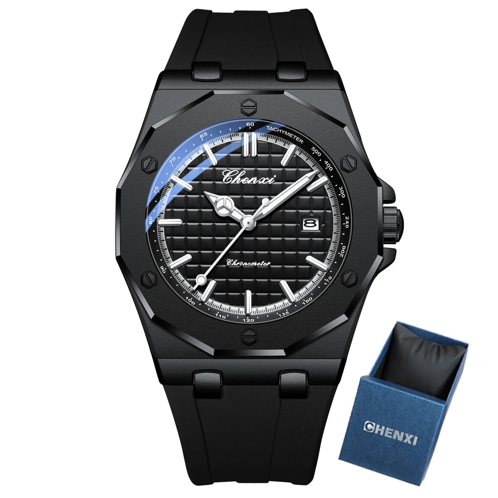 CHENXI Mens Luxury Casual Watch Top Brand Fashion Dial Stainless Steel Calendar Luminous Waterproof Men Watch Male Clock