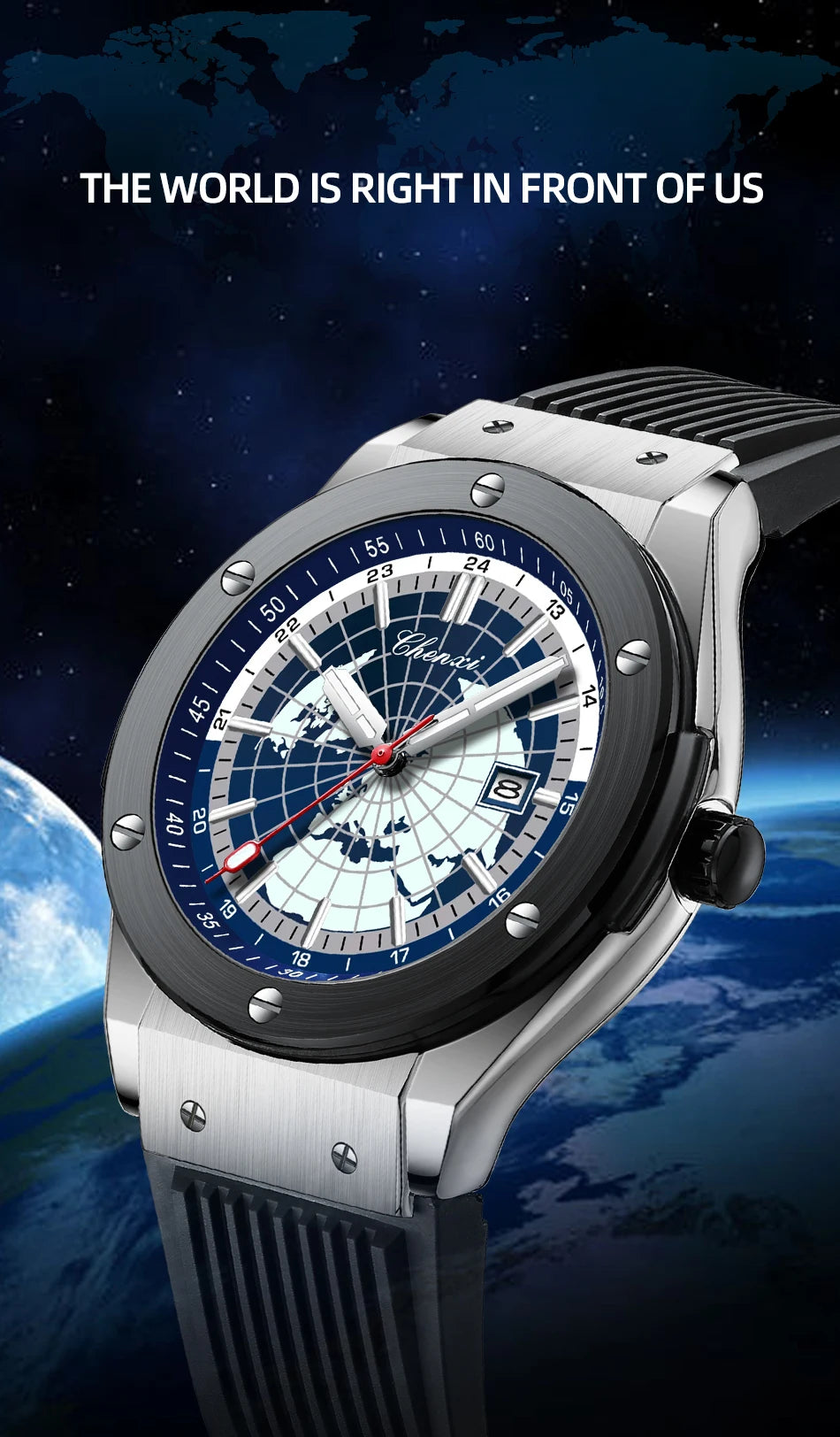 CHENXI 82442 Quartz Watch Men Casual Luxury Sport Watches Brand World Map Military Waterproof Wrist Watch for Male Clock Gift
