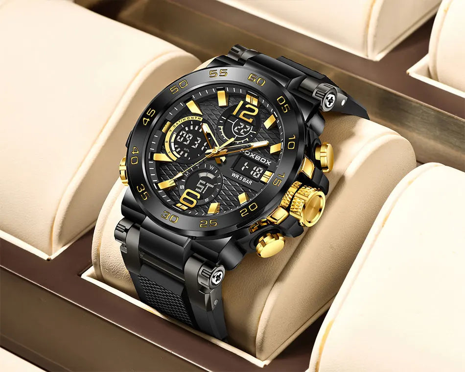 LIGE Luxury Mens Watch Fashion Man Quartz Wristwatch LED Display Luminous Waterproof Watches For Men Calendar Sport Male Clock