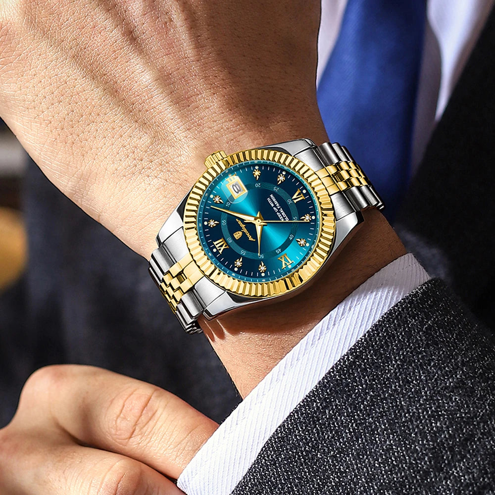 POEDAGAR Classic Men's Watches Luxury Fashion Threaded Bezel Watch for Man Luminous Date Waterproof Original Quartz Wristwatch
