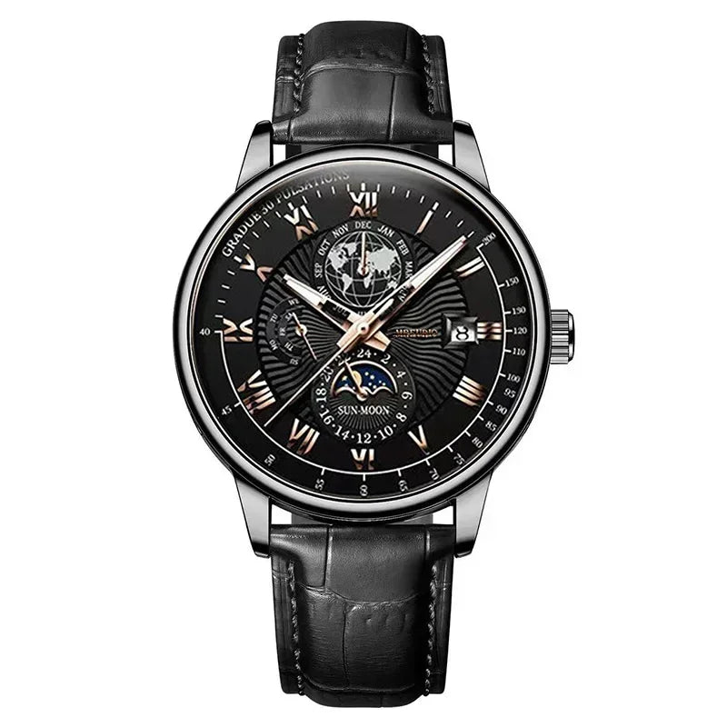 Mens Watch 2024 New Fashion Leather Waterproof Luminous Top Brand Luxury Mens Quartz Wristwatch Men Sport Casual Watches Reloj