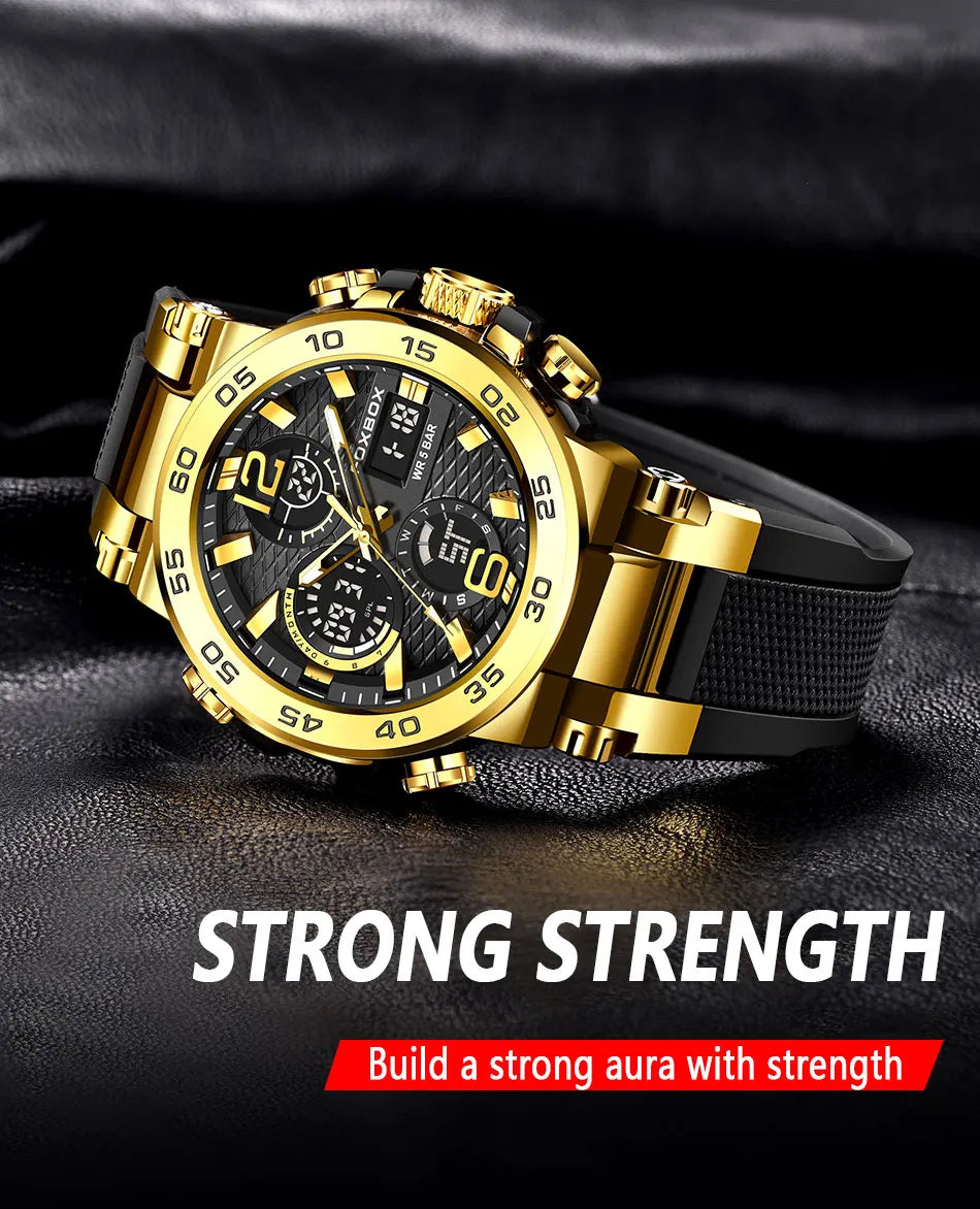 LIGE Luxury Mens Watch Fashion Man Quartz Wristwatch LED Display Luminous Waterproof Watches For Men Calendar Sport Male Clock
