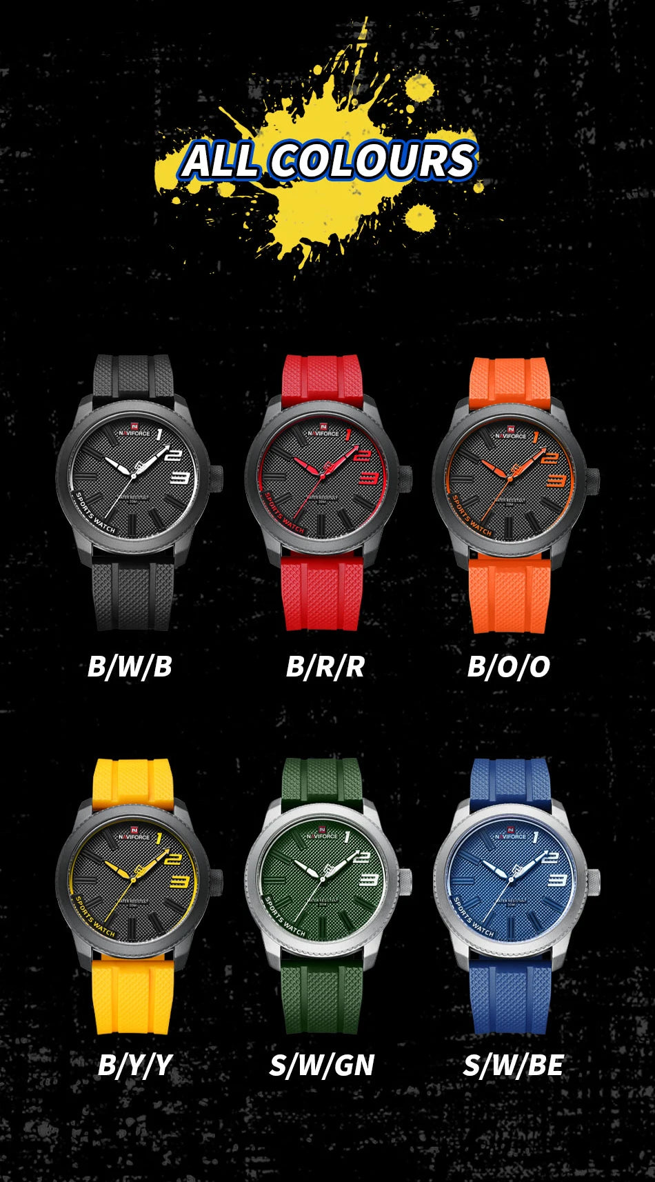 NAVIFORCE Top Brand Watch Men Fashion Casual Waterproof Simple Style Quartz Wristwatch Military Male TPU Strap Clock