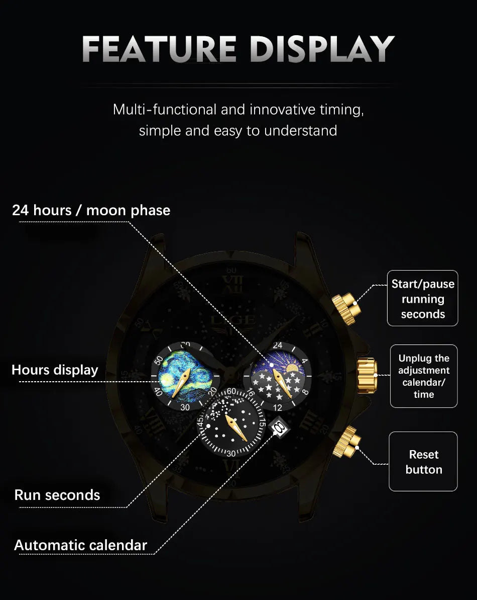 LIGE New Mens Watch Luxury 30M Waterproof Luminous Men Quartz Wristwatches Sport Military Chronograph Man Watch Montres Hommes
