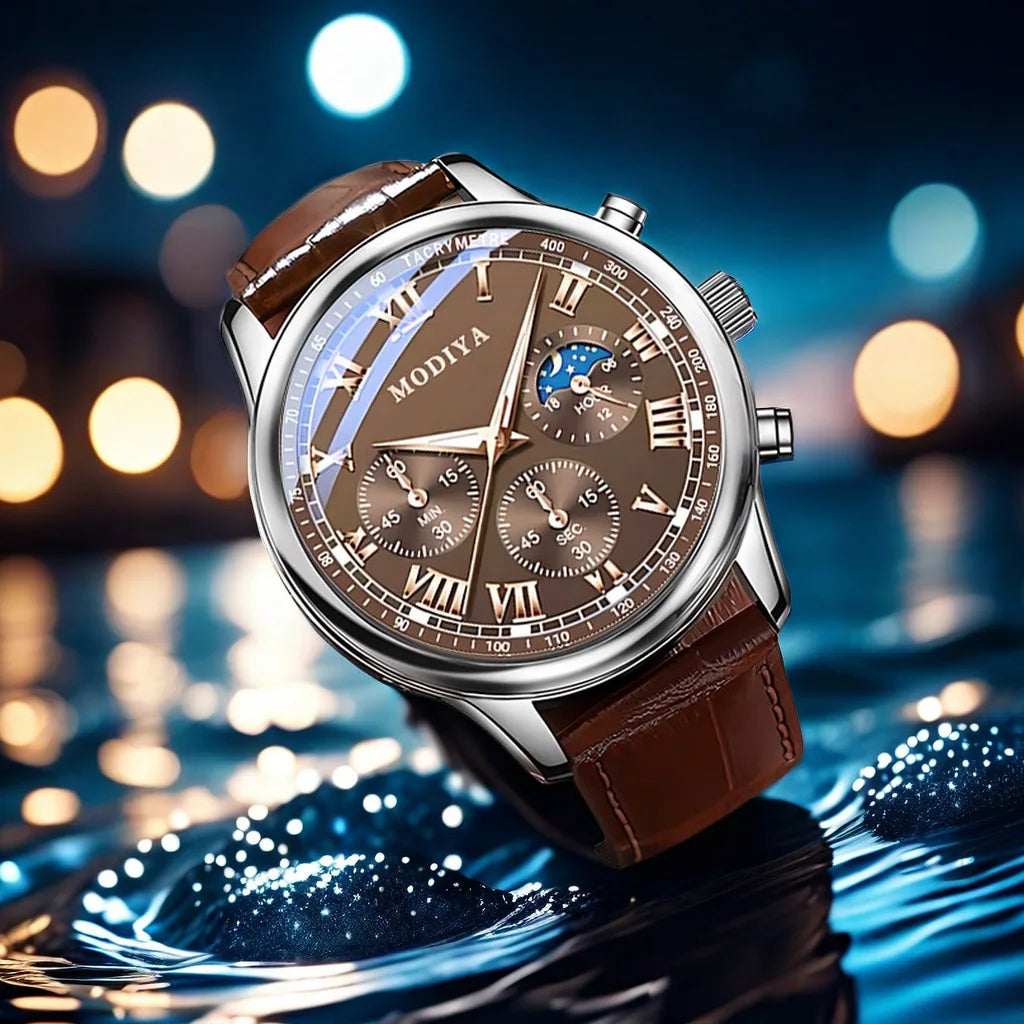 High Quality Men's Luxury Belt Fashion Quartz Watch Men Round Business Student Sport Waterproof Glow Clock