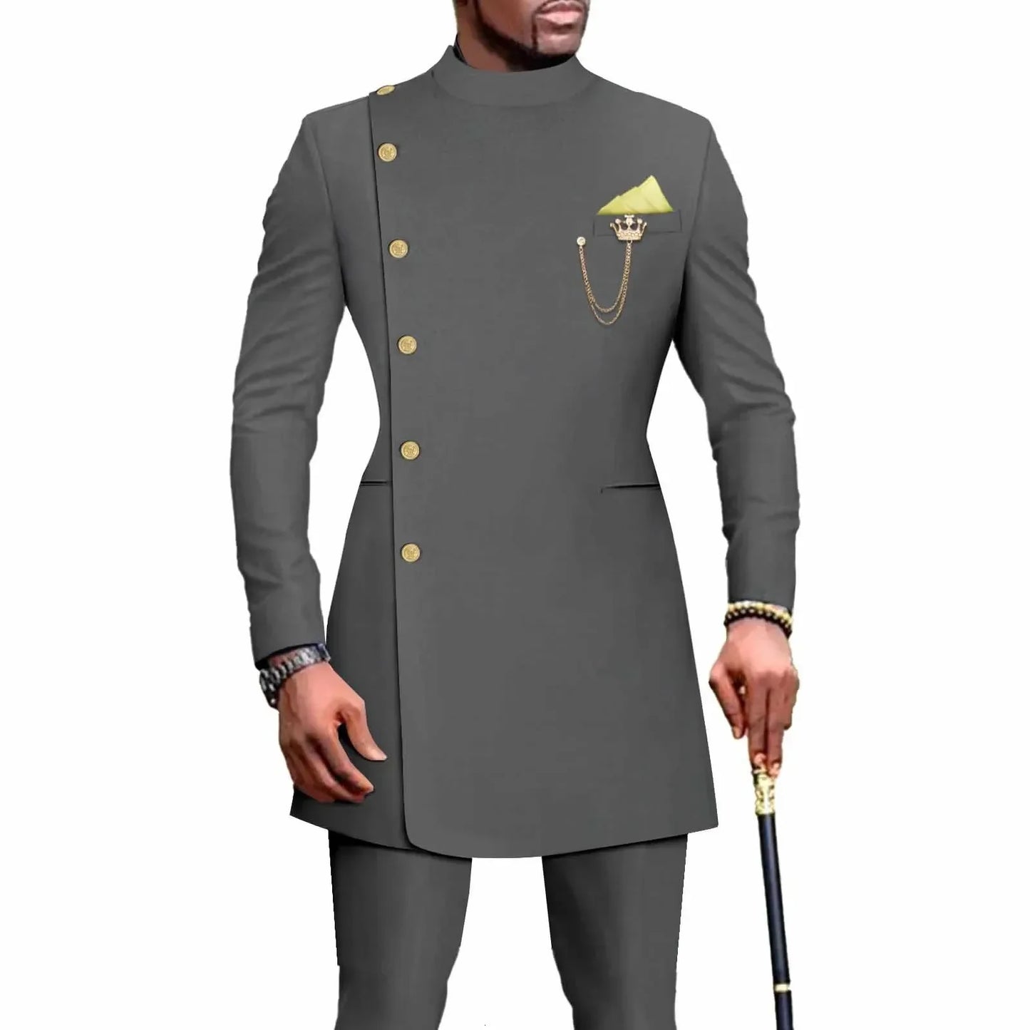 Mens Suits Blazers African Clothes for Men Suit 2 Piece Jacket Pants Traditional Wedding Slim Fit Solid Color Festival Party