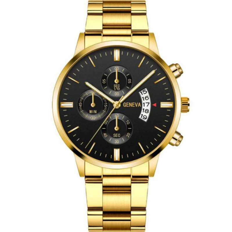 Fashion Men Stainless Steel Watch Luxury Calendar Quartz Wrist Watch Mens Business Watches for Man Clock Montre Homme
