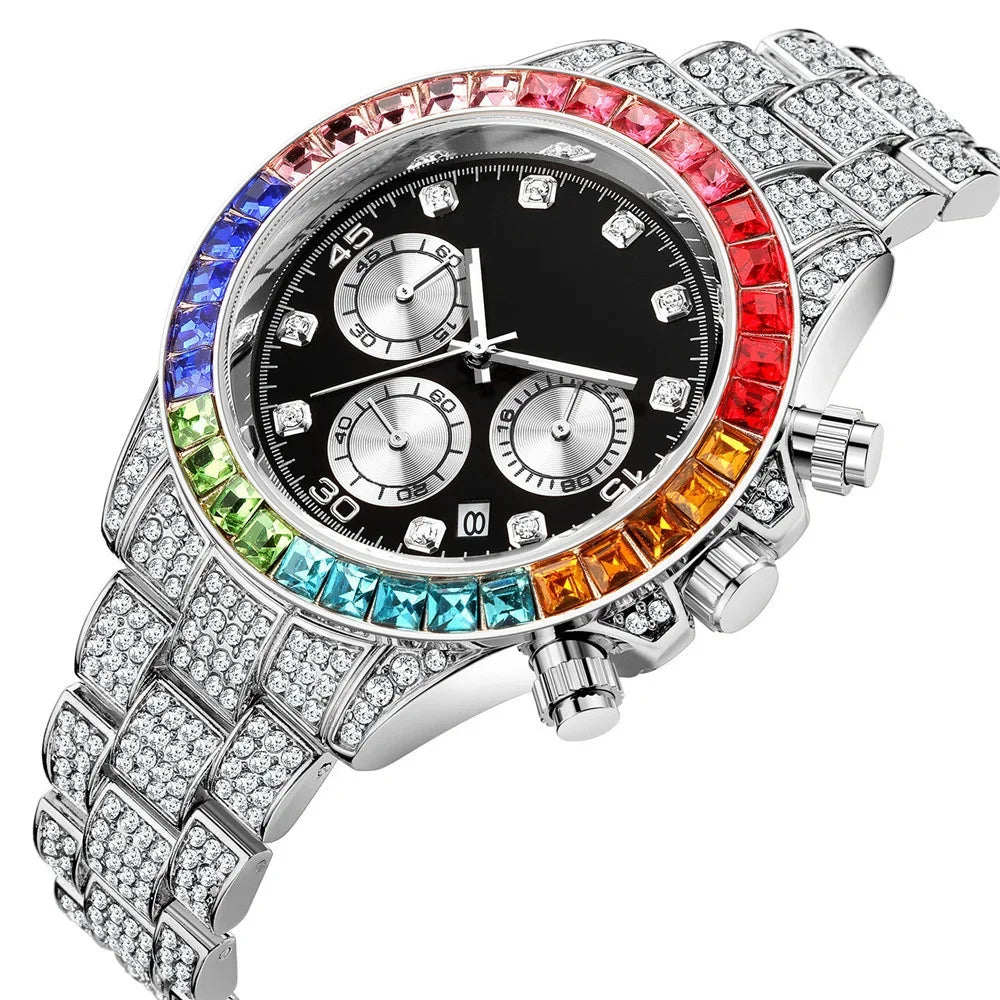 Luxury Men Colorful Watches Gold Silver Big Dial Man Wristwatch Sport Business Male Clock Relogio Masculino