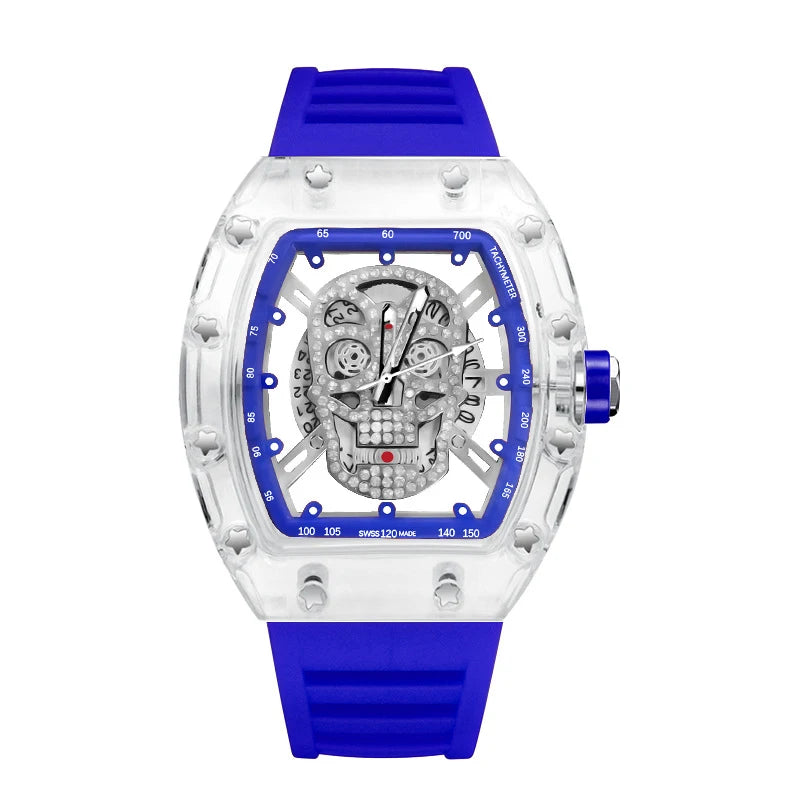 UTHAI New Men's Watch Fashion Trend Non Mechanical Watch Waterproof Luminous Skull Wine Bucket Quartz Watch Men's Gift V0020