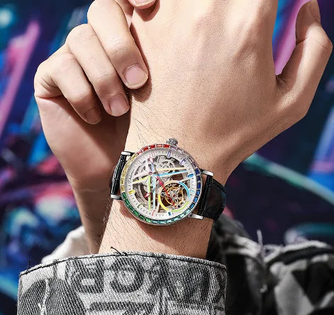 Hot selling 2024 new fully automatic mechanical watch with hollowed out waterproof night light, men's fashionable watch