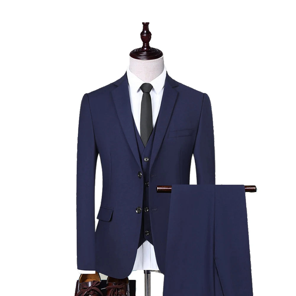 Men Suit Blazers For Wedding 3 Pieces 2 Sets Elegant Luxury Business Vest Pants Coats 2024 Formal Jackets Korean