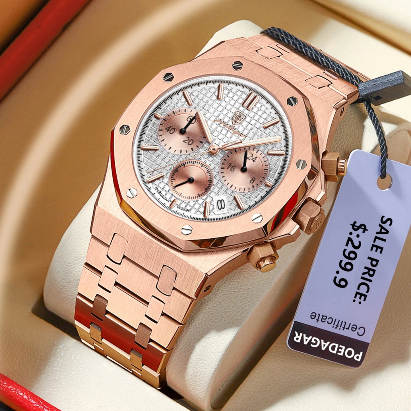 POEDAGAR Classic Men's Watches Trend Fashion Original Quartz Watch for Man Waterproof Fine Steel Chronograph Wristwatch Date