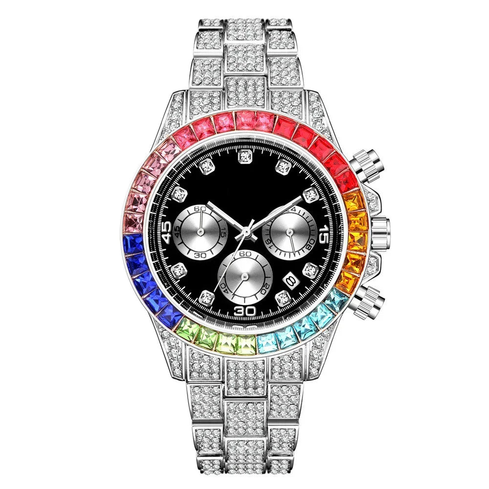 Luxury Men Colorful Watches Gold Silver Big Dial Man Wristwatch Sport Business Male Clock Relogio Masculino