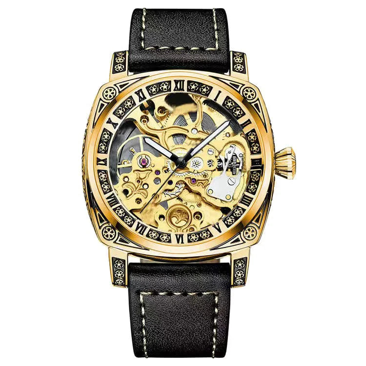 New Mens Watch Top brands Automatic man watches skeleton Fashion Male Clock Business Mechanical Wristwatch relogio masculino