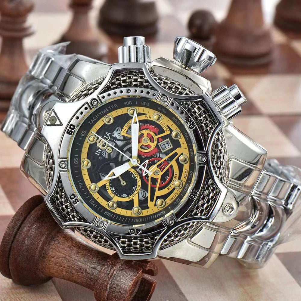 2024 Personalized Fashion Watch Men's Quartz Watch Large Plate Multi functional Alloy Strap Life Waterproof Watch