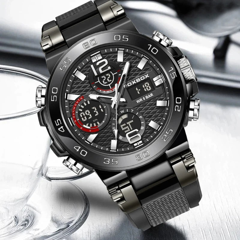 LIGE Luxury Mens Watch Fashion Man Quartz Wristwatch LED Display Luminous Waterproof Watches For Men Calendar Sport Male Clock