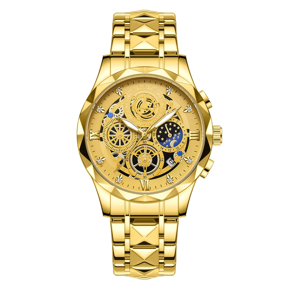 PENGAGAR Men Watch Fashion Quartz Watch Mens Top Brand Luxury All Steel Business Waterproof Sport Watch Relogio Masculino+BOX