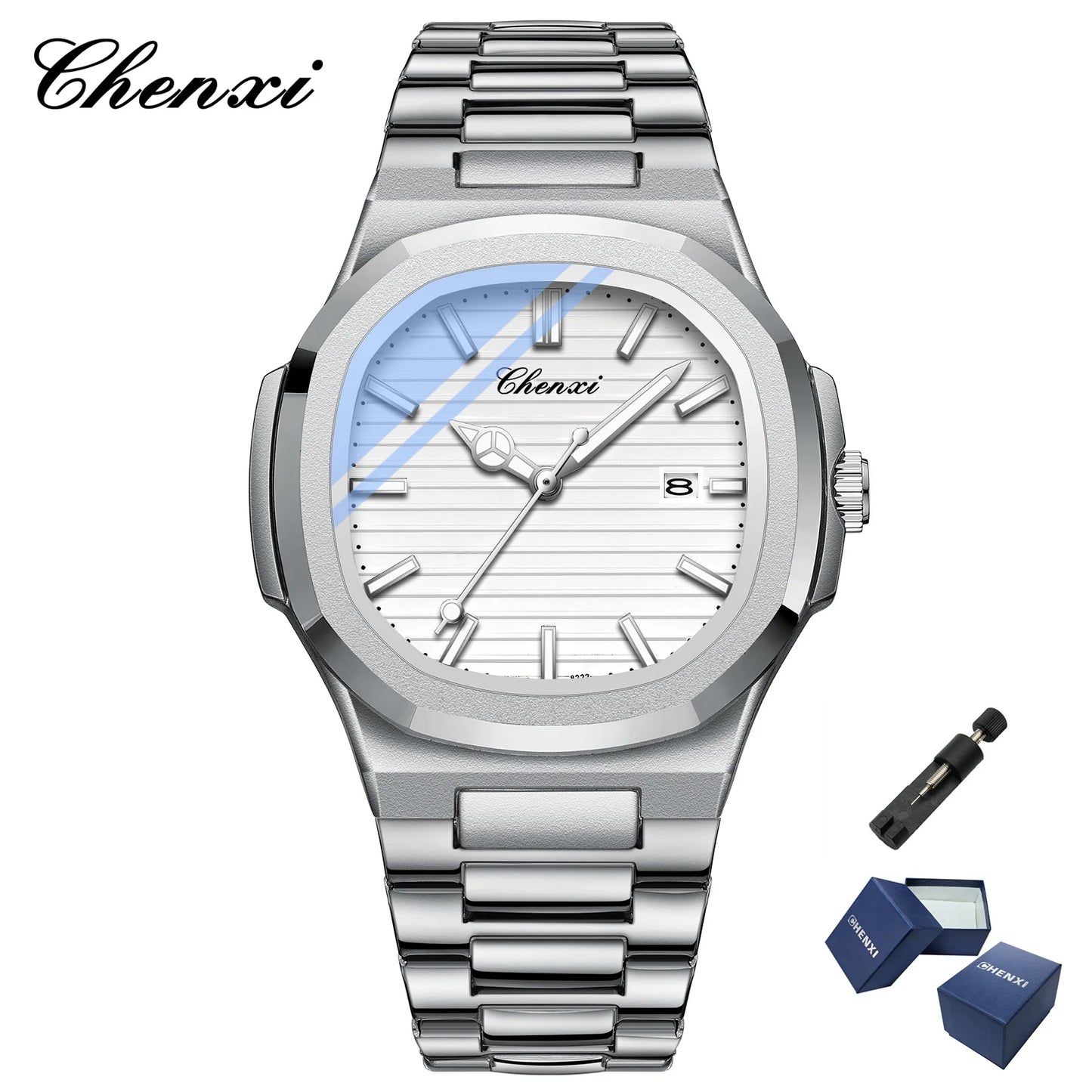 CHENXI 8222 Luxury Stainless Steel Wristwatch Quartz Waterproof Luminous Men Watches Reloj Hombre часы мужские наручные
