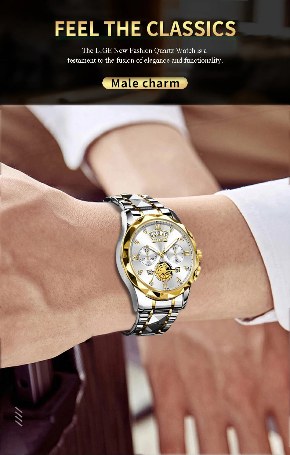 LIGE 2024 Fashion Mens Watch Luxury Business Waterproof Sports Quartz Wristwatches Luminous Date Casual Watches Men Reloj Hombre