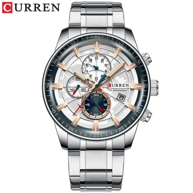 CURREN Man WristWatch Waterproof Chronograph Men Watch Military Top Brand Luxury Gold Stainless Steel Sport Date Male Clock 8362