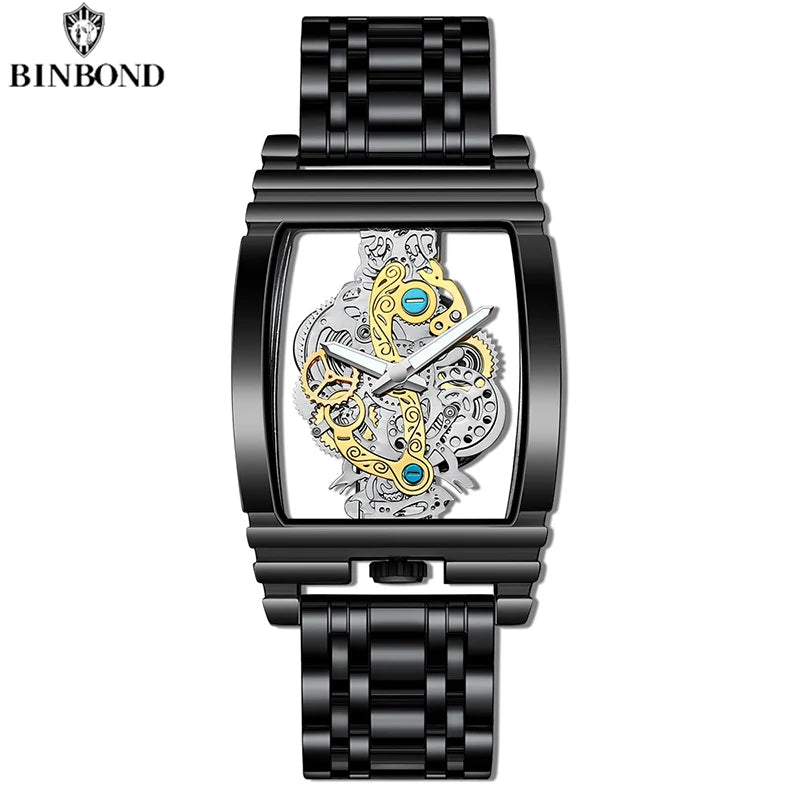 BINBOND Men Watch Sports Quartz Watches Men Waterproof Luminous Pointer Wristwatch Skeleton Hollow Clock Man Relogio Masculino